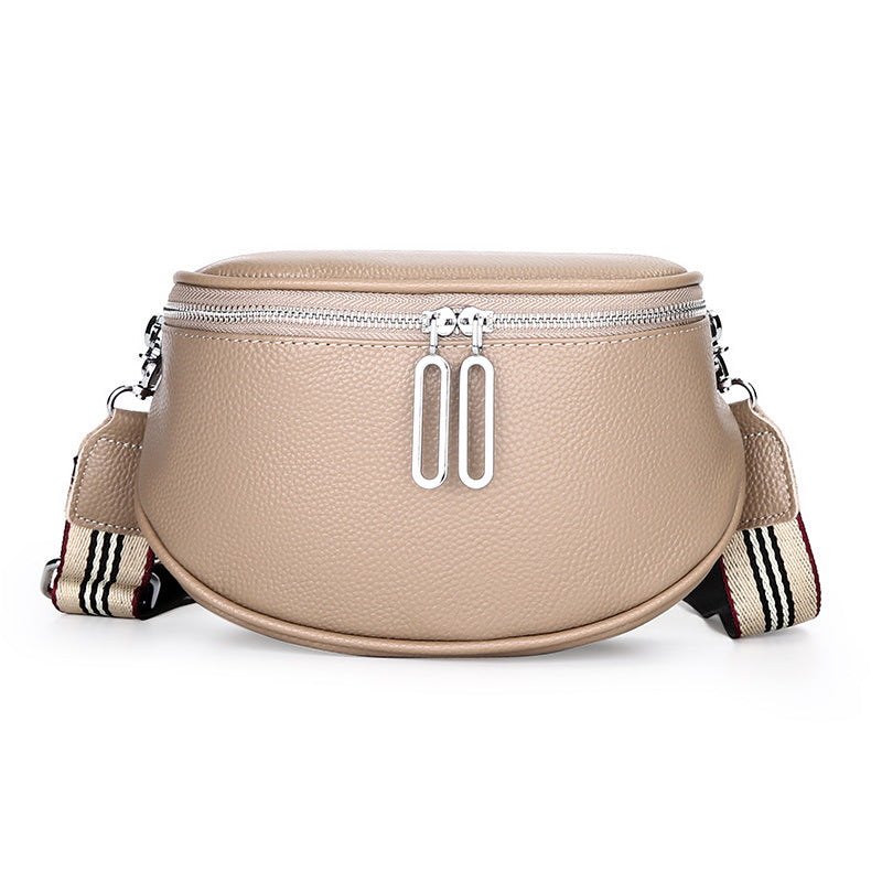 Women's Genuine Leather Saddle Fashion Simple Minority Women's Chest Bag, Fanny Pack