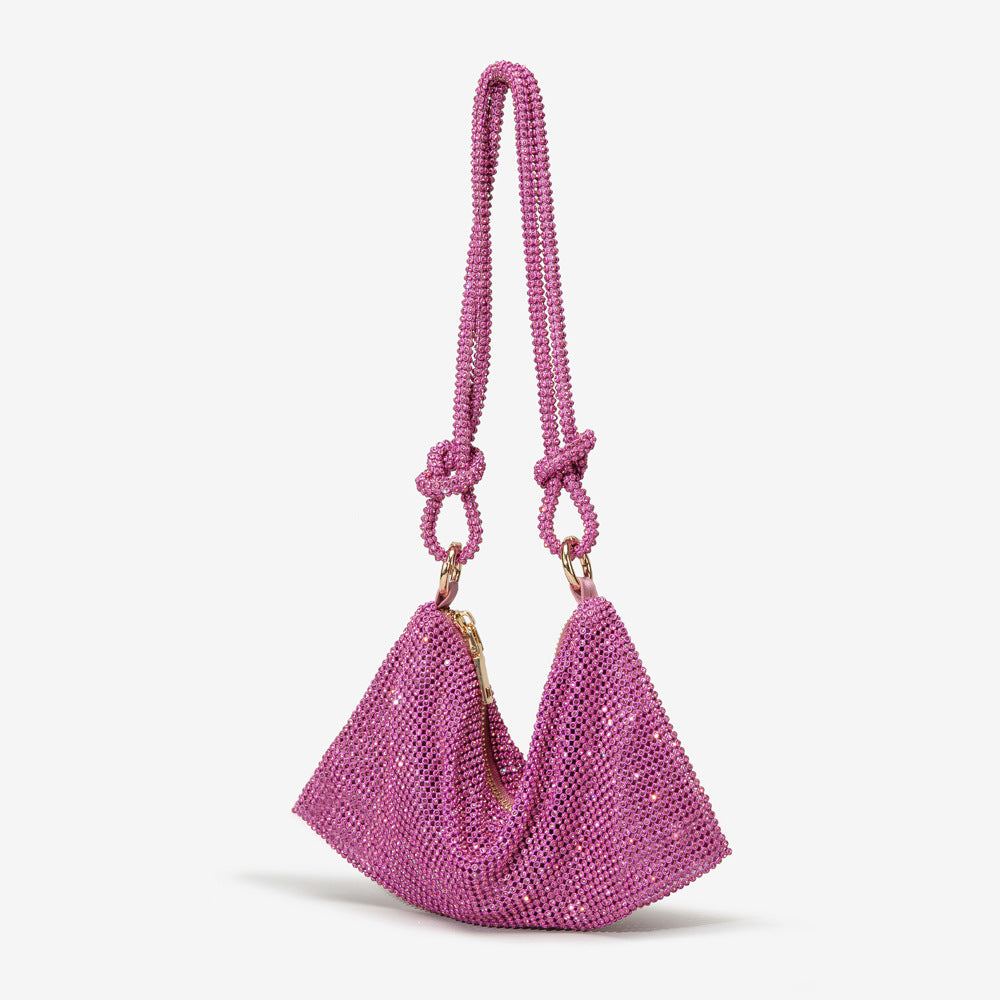 Studded Hand Crystal Metal Sequins Full Rhinestone Dumpling Underarm High Women's Handbag