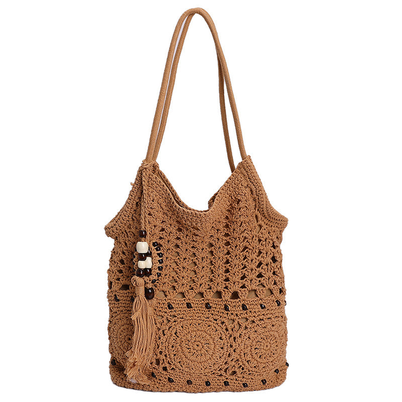 Women's Style Artistic Crafts Cotton Thread Woven Seaside Holiday Underarm Leisure Women's Shoulder Bag