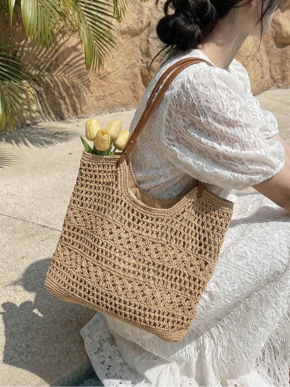 Seaside Holiday Knitted Hand-woven Large Capacity Beach Tote Bags