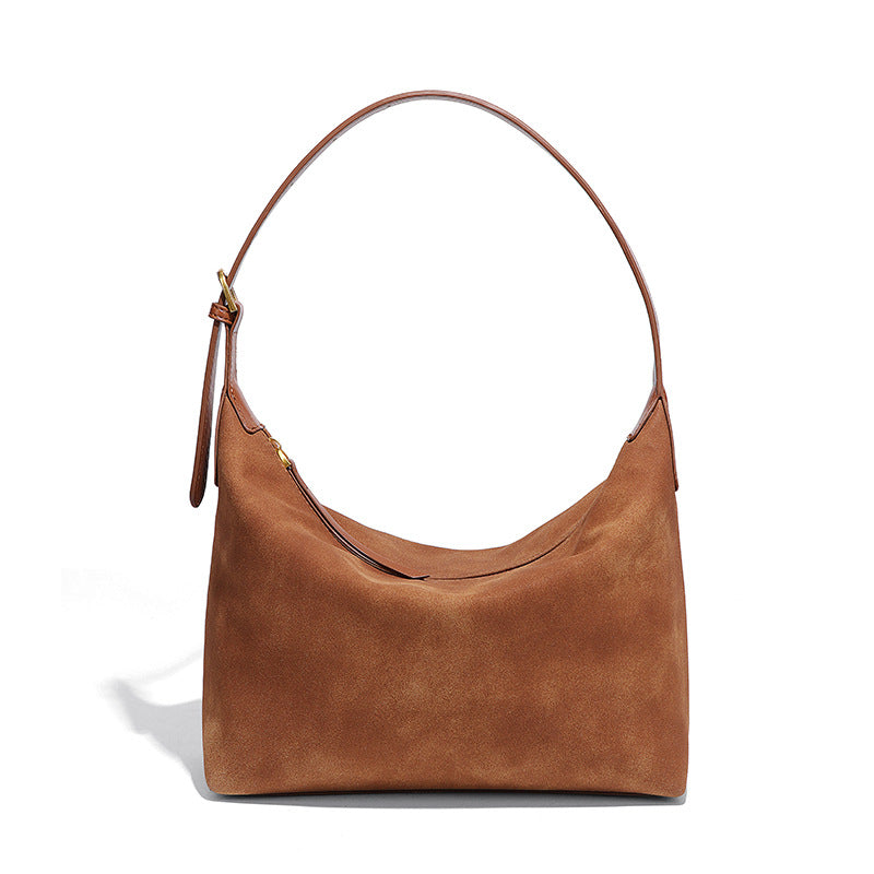 Women's Retro Underarm Lunch Box Frosted Suede Women's Handbag