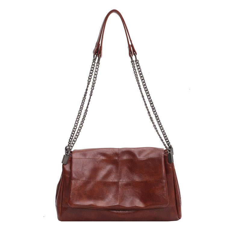 Women's Fashion Soft Leather Sewing Chain Women's Shoulder Bag