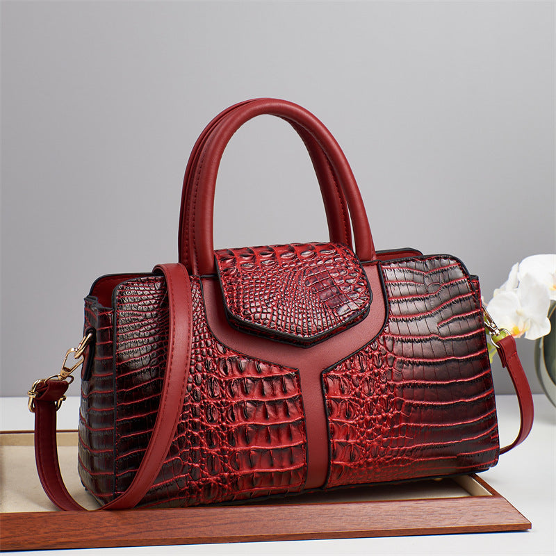 Women's High Quality Fashion Alligator Print Large Women's Messenger Bag