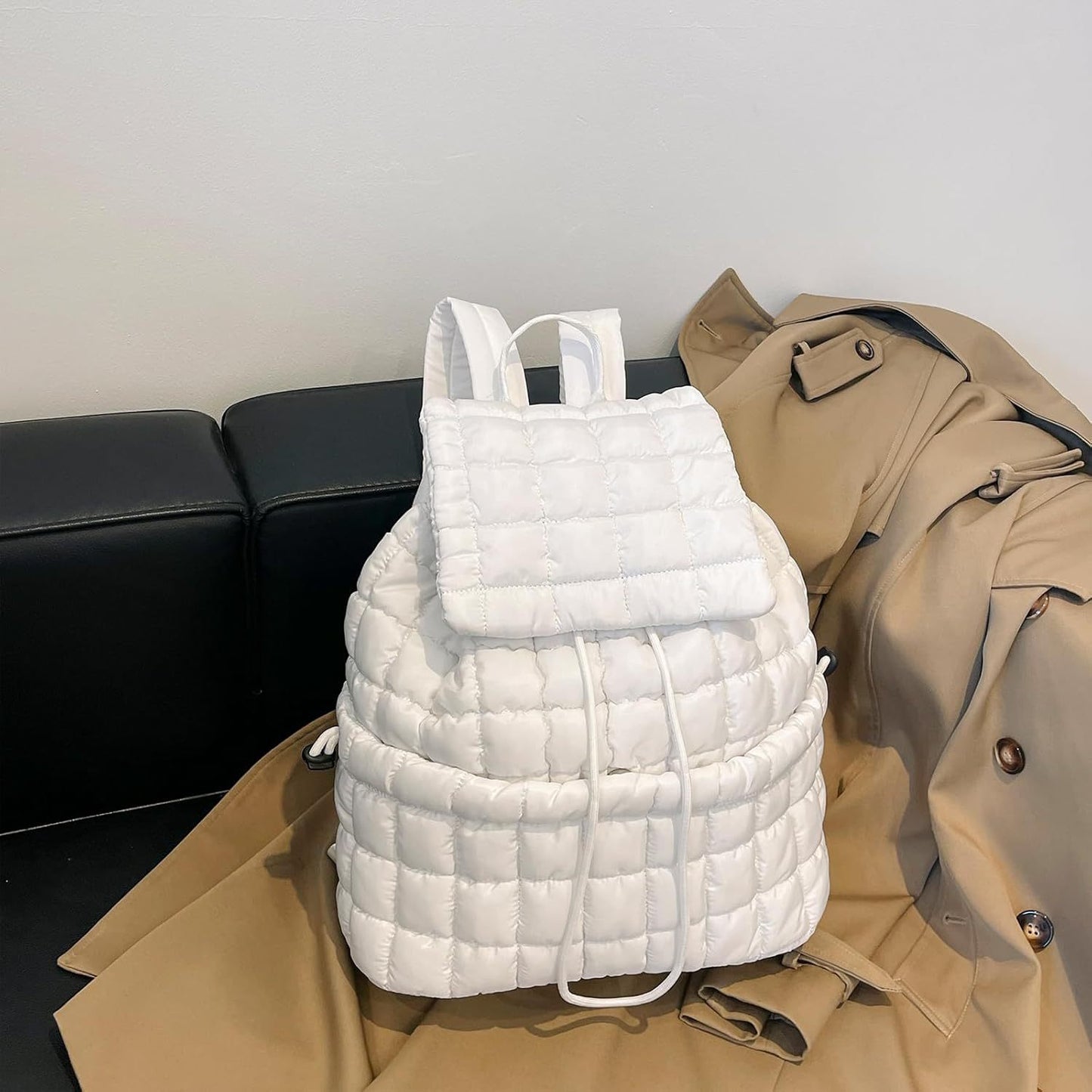 Women's Down Pleated Cloud Large Capacity Simple Plaid Bags