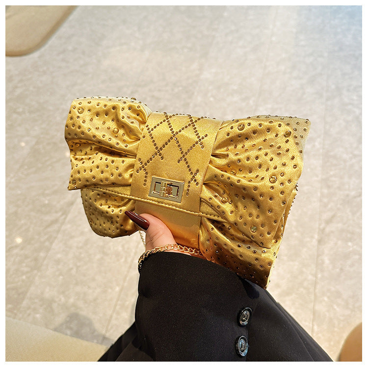 Bow Full Diamond Light Luxury Banquet Clutch Dinner Bag