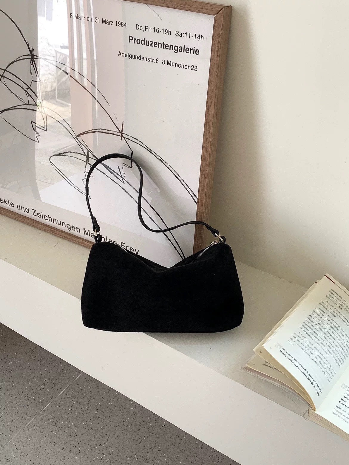 Women's Daily Frosted Suede Solid Color Portable Small Square Bag