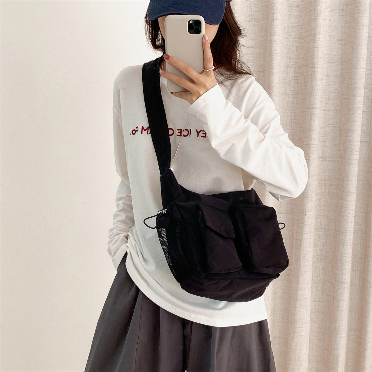 Women's Spring Nylon Cloth Lightweight Dumpling Solid Color Women's Shoulder Bag