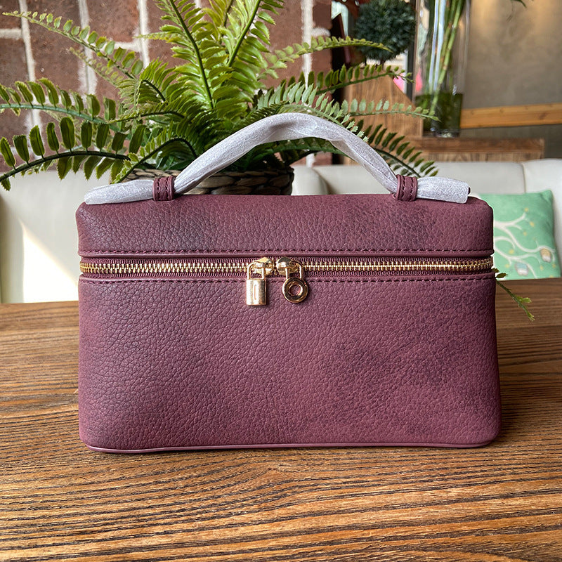 Lunch Box Lychee Pattern Genuine Leather Fashion Small Square Bag