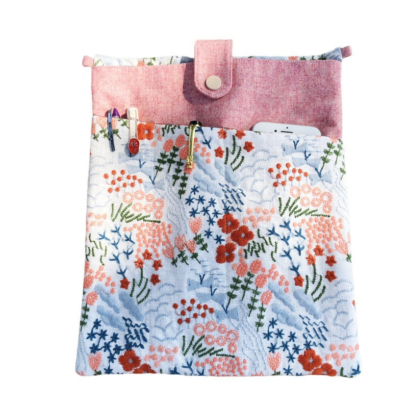 Linen Embroidery Portable Fabric Notepad Storage Bags