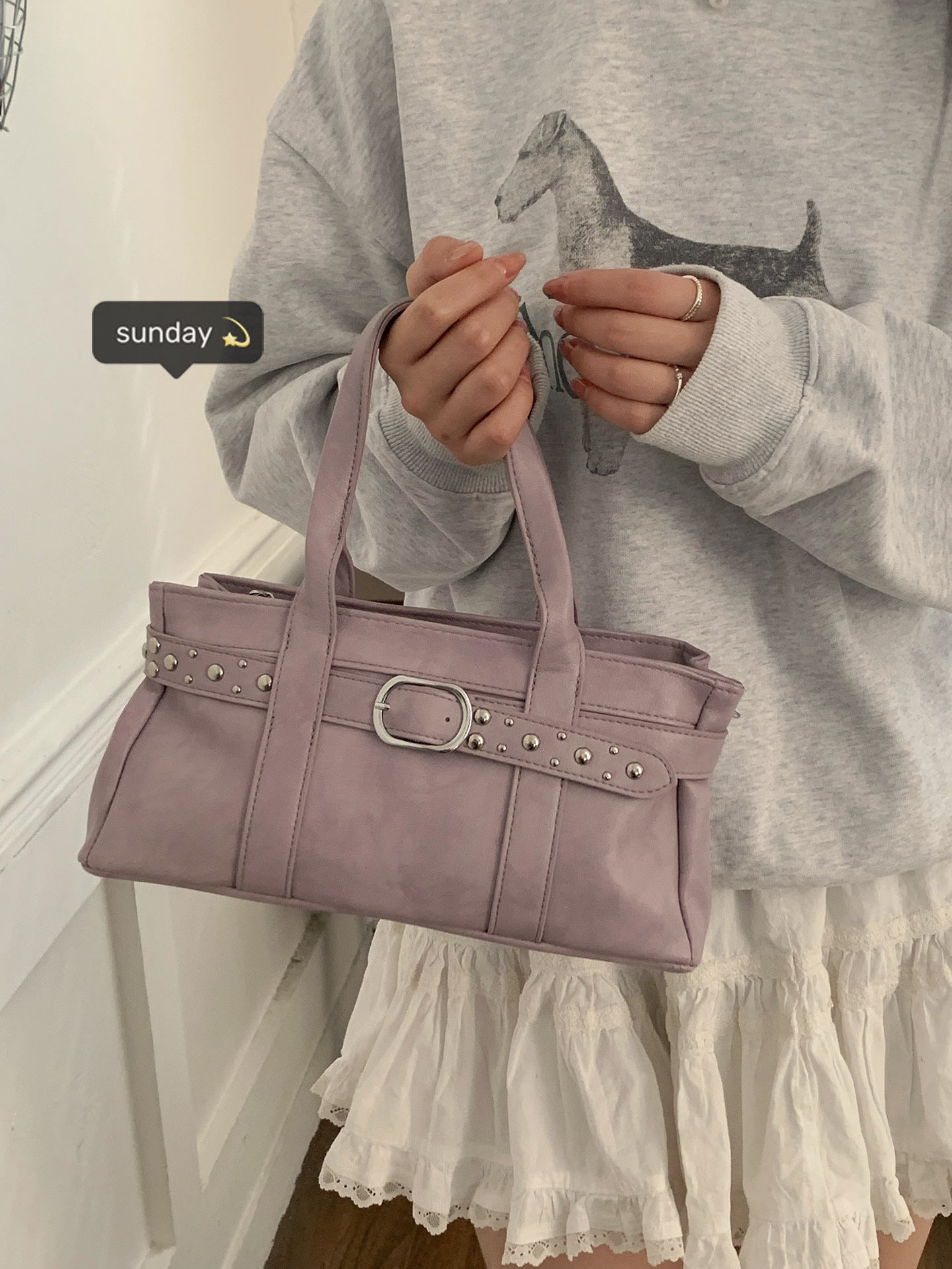 Women's Korean Spring Carrying Simple Commuter Small Square Bags