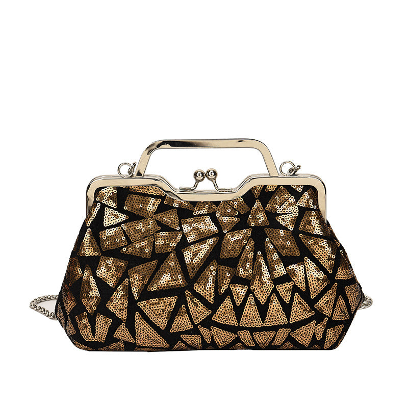 Women's Textured Sequin Colorful Niche Chain Coin Purses