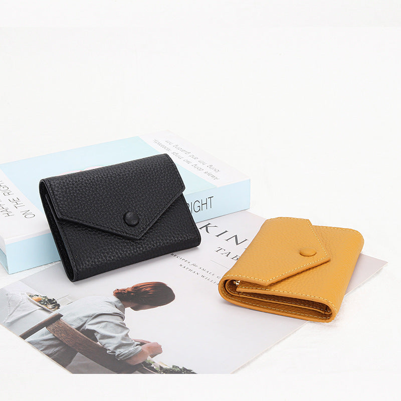 Women's Leather Short Simple Folding First Layer Cowhide Fashion Ladies Wallet