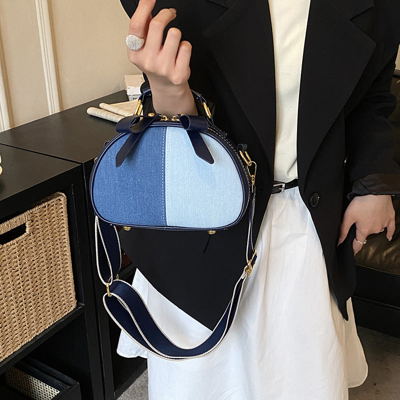 Women's Denim Design Stitching Large Capacity Commuter Women's Shoulder Bag