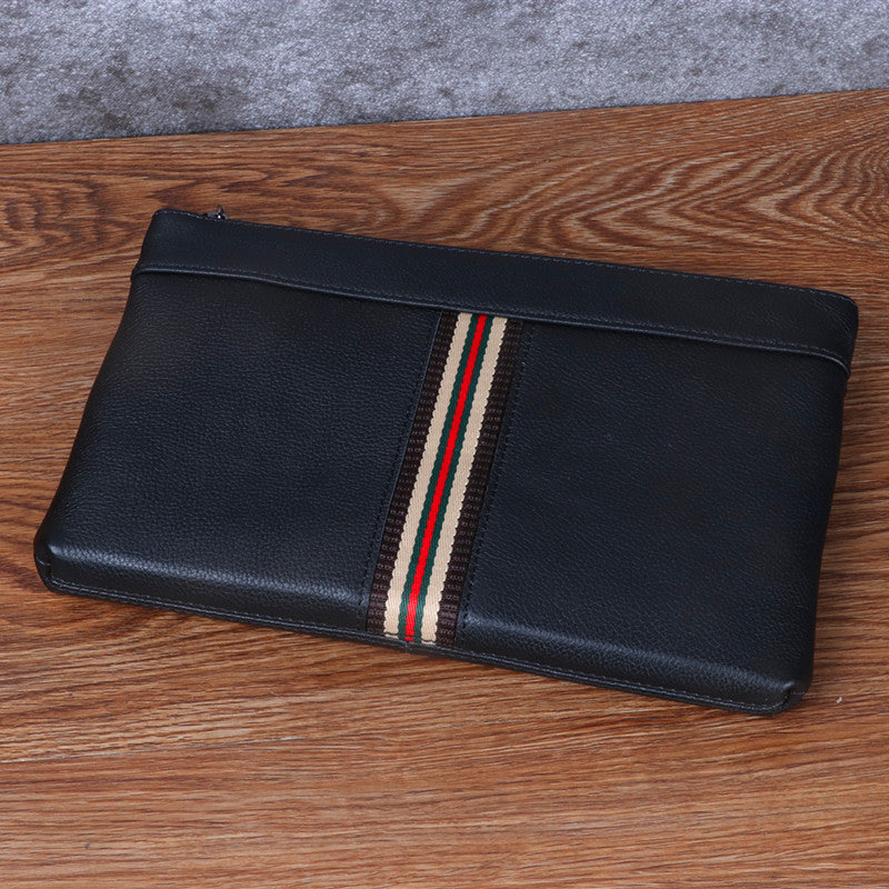 Men's Leather Horizontal Contrasting Color Business Fashion Leisure Trendy Men's Clutch