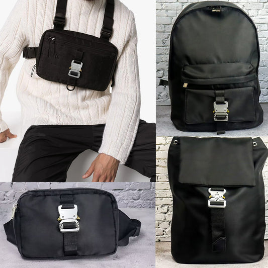 Men's Black High Street Hip Hop Shoulders Sports Satchel, Hanging Bag