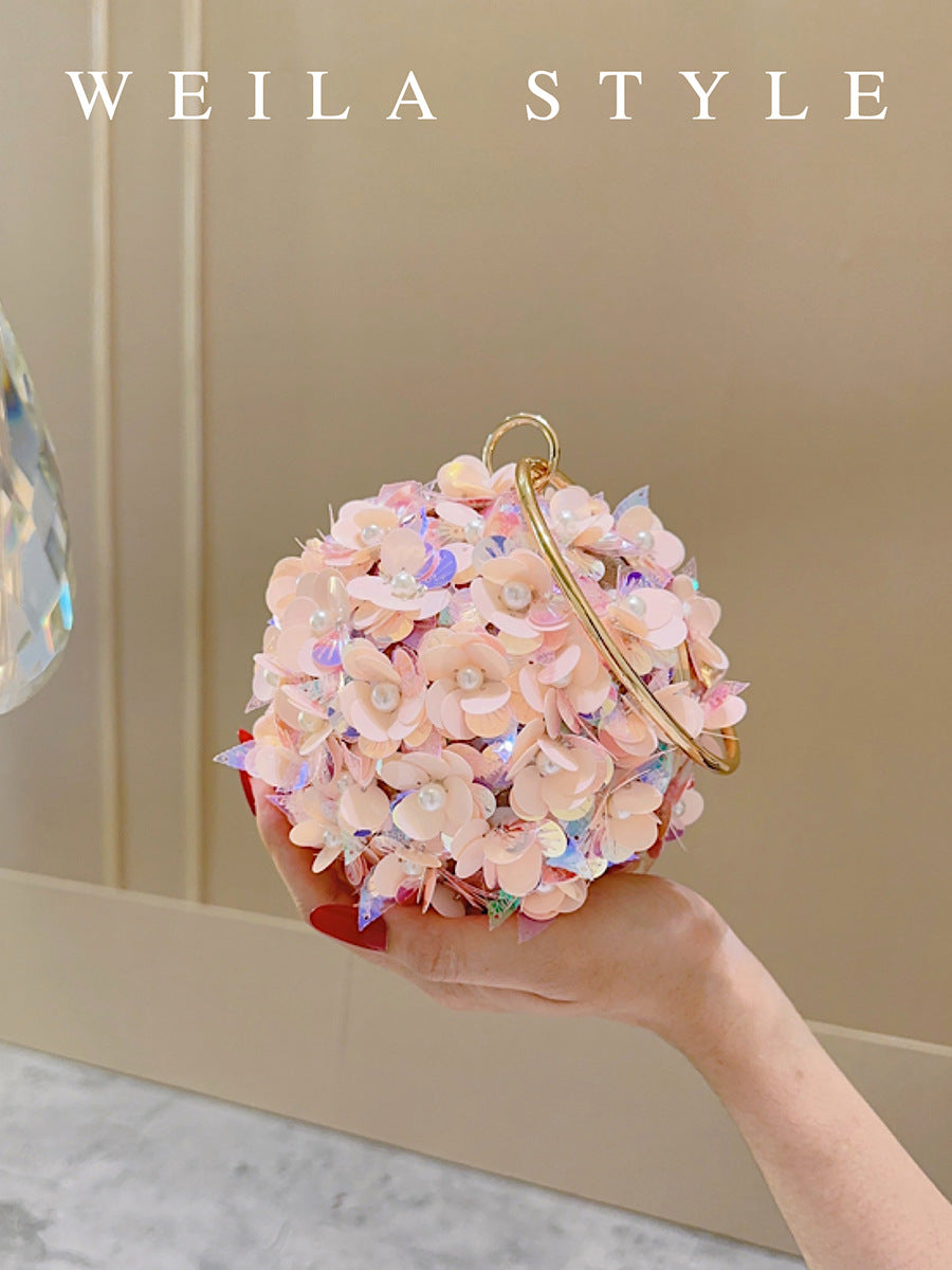 Women's Style Dinner Clutch Banquet Flower Bracelet Spherical Women's Handbag