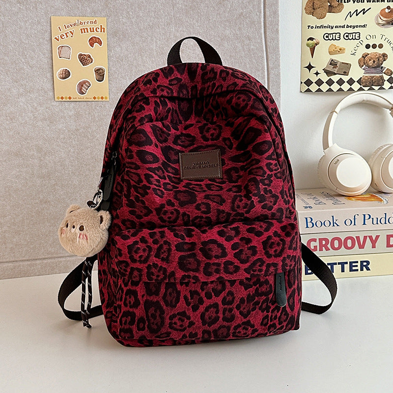 Women's Leopard Print Trendy Large Capacity Commuting Backpacks