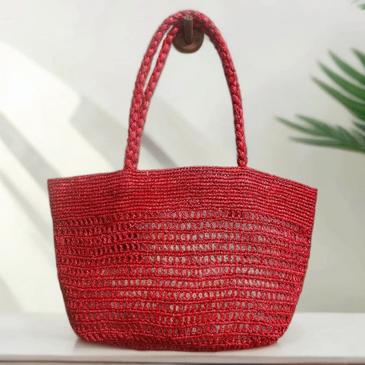 Women's Hand Crochet Hollow Large Capacity Handmade Woven Seaside Women's Shoulder Bag