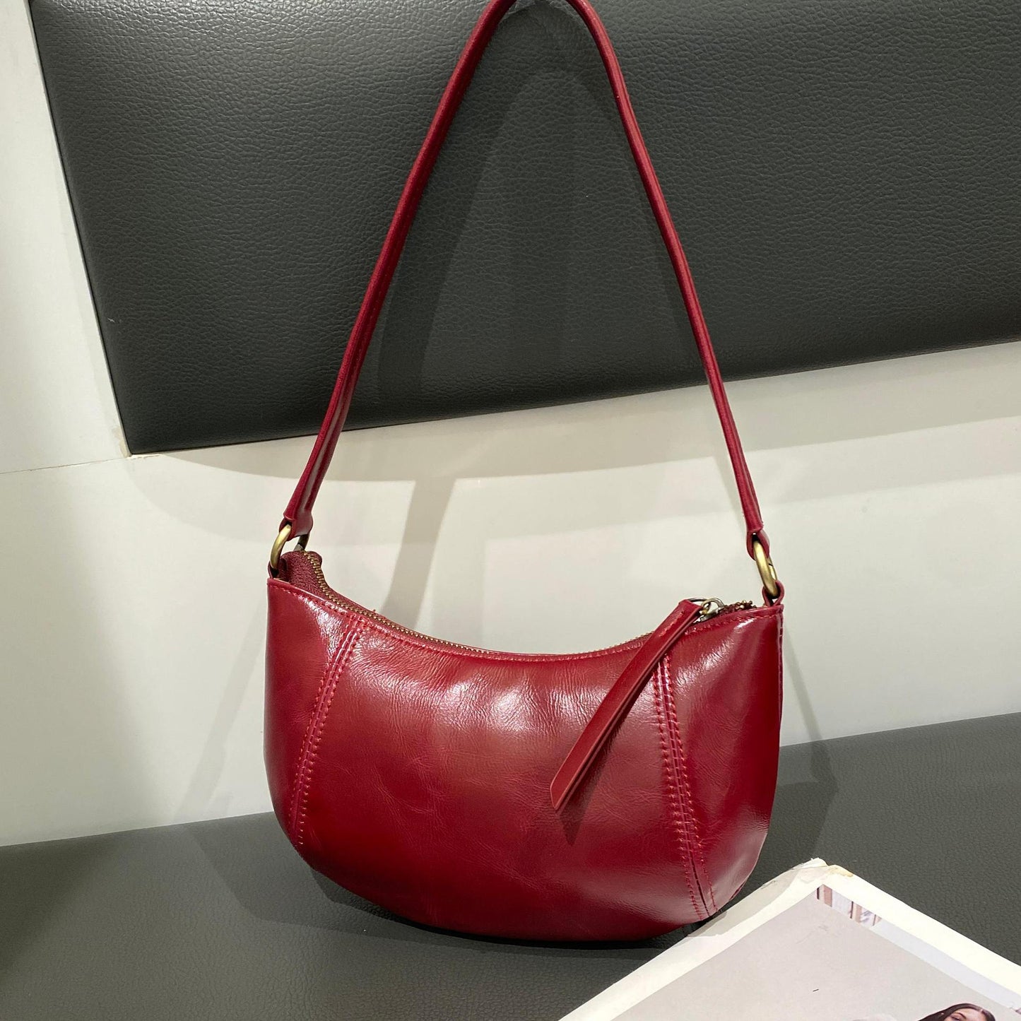 Design Large Capacity Totes Cowhide Commuter Pocket Women's Shoulder Bag