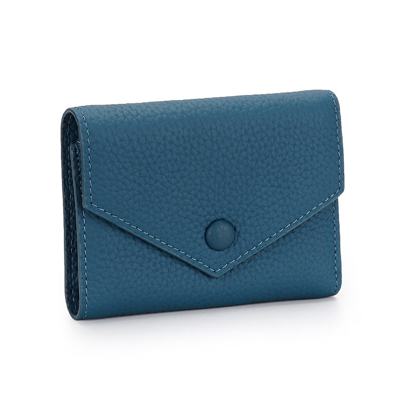 Women's Leather Short Simple Folding First Layer Cowhide Fashion Ladies Wallet