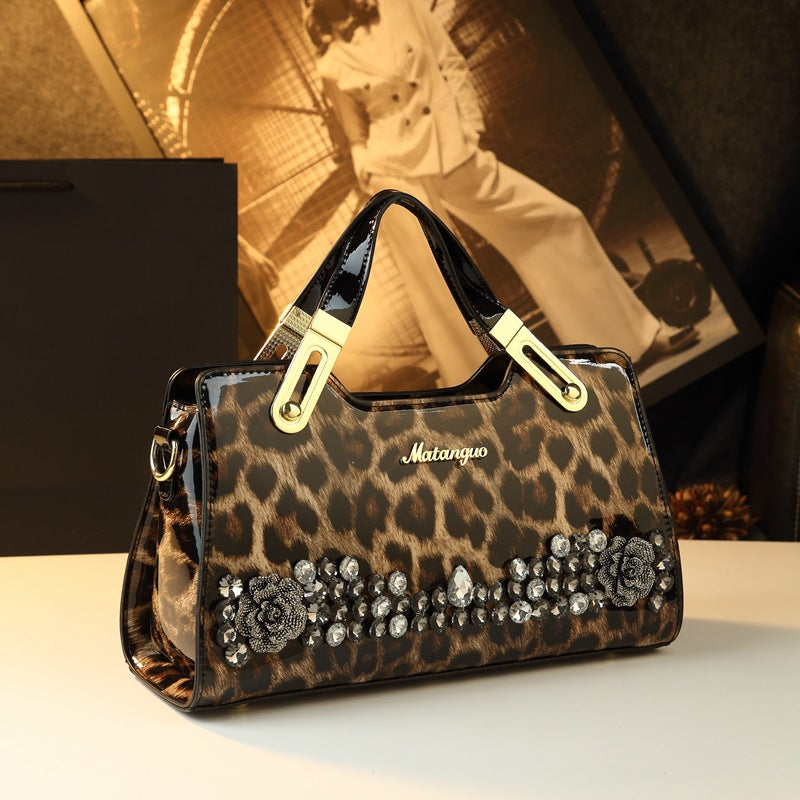 Women's Embroidered Diamond Genuine Leather Mother Fashionable Women's Handbag