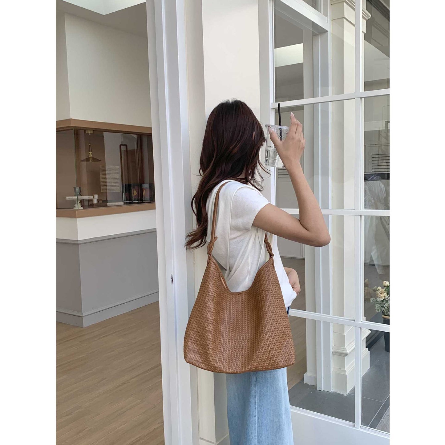 Women's High-grade Woven Pattern Korean Commuter Large Capacity Bags