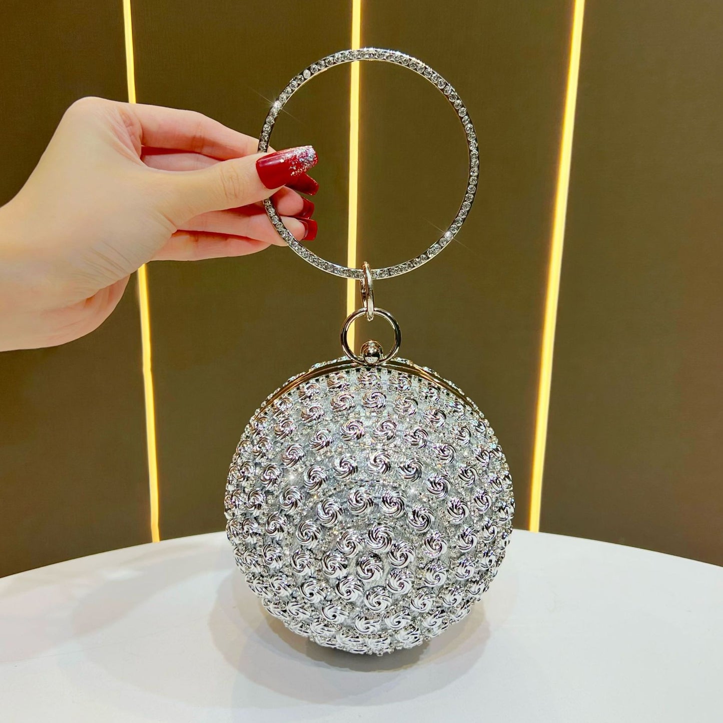 Women's Rose Ball Light Luxury Clutch Fashion Shining Handbags