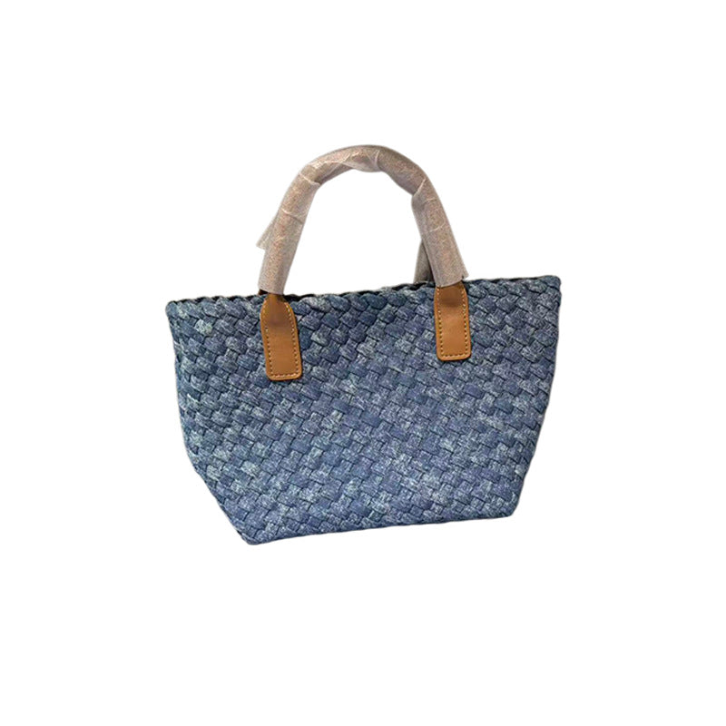 Women's Linen Woven Vegetable Basket Portable Large Women's Handbag