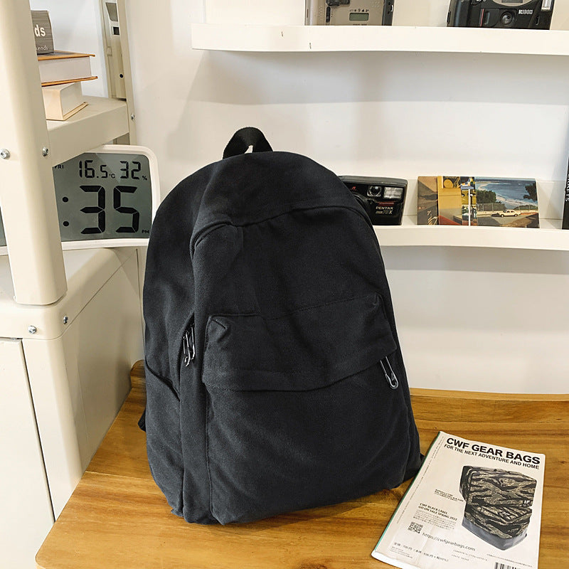 Women's Retro Mori Style Washed Canvas Korean High Universal Backpack