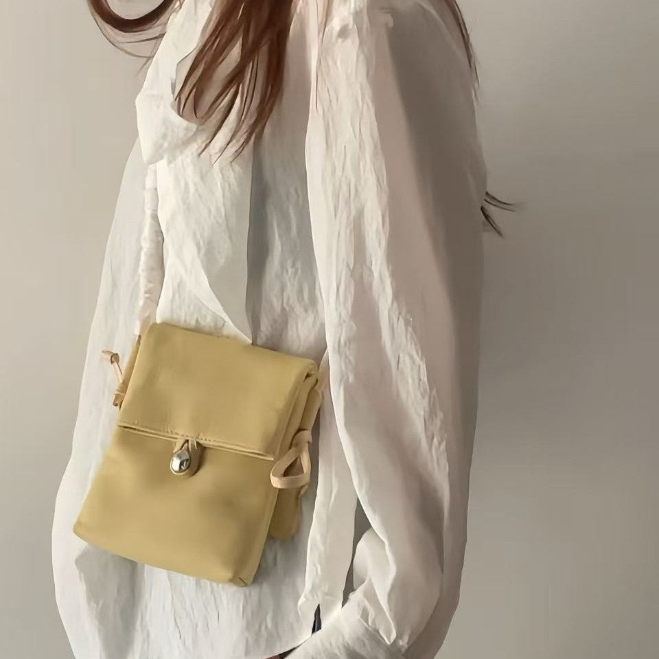 Korean Style Leather Button Minimalist Flip Bags