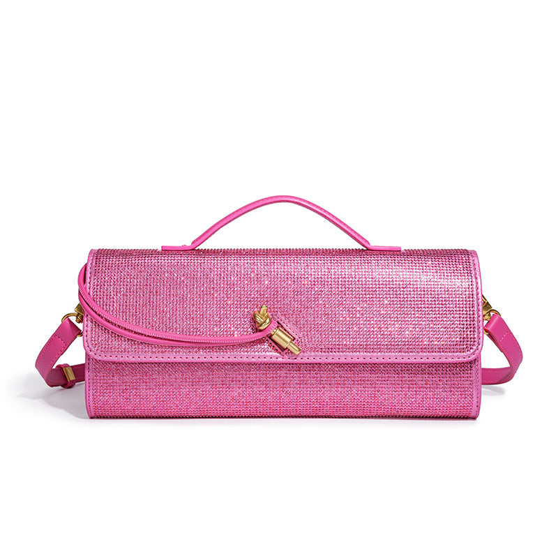 Women's Hot Rhinestone Exquisite Horizontal Diamond Portable Baguette Hand-held Dinner Bag