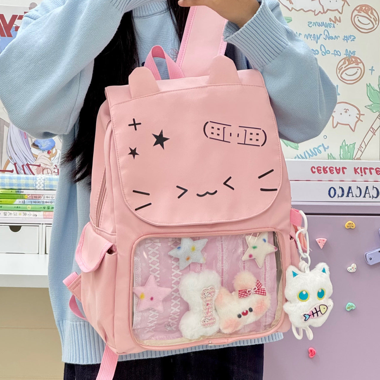 Women's Style Cartoon Cute Kitten Large Capacity Bags