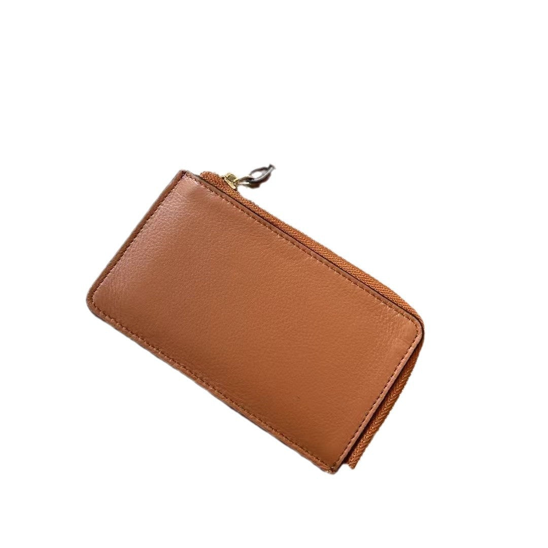 Women's Layer Cowhide Niche Leather Fashion Zipper Purses