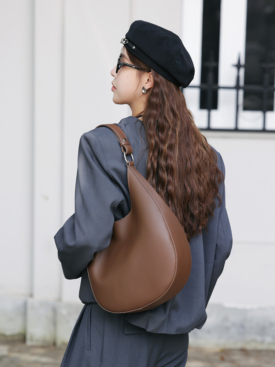 Women's Design Selenodont Semicircle Underarm Genuine Leather Women's Handbag