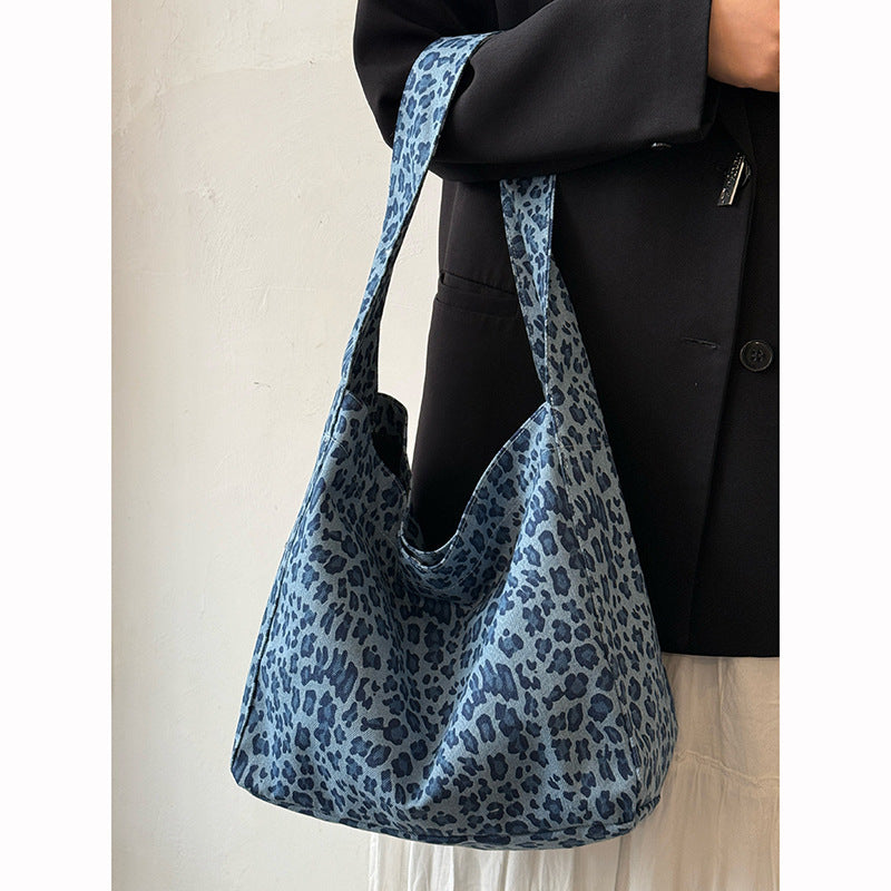 College Class Mummy Summer Idle Style Large Capacity Leopard Women's Shoulder Bag