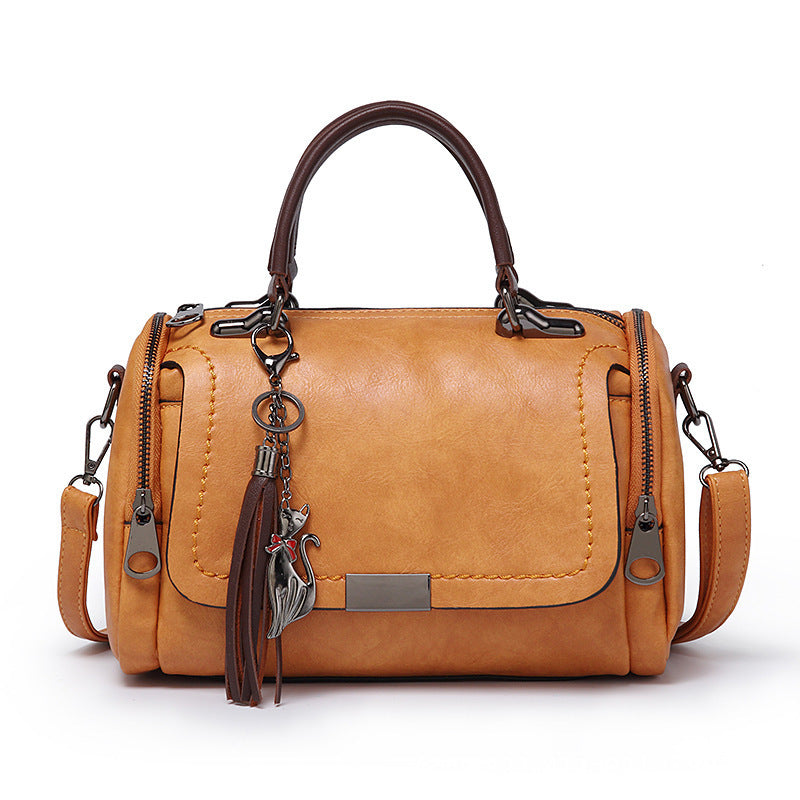 Women's Winter Solid Color Retro Pillow Flower Pendant Women's Handbag