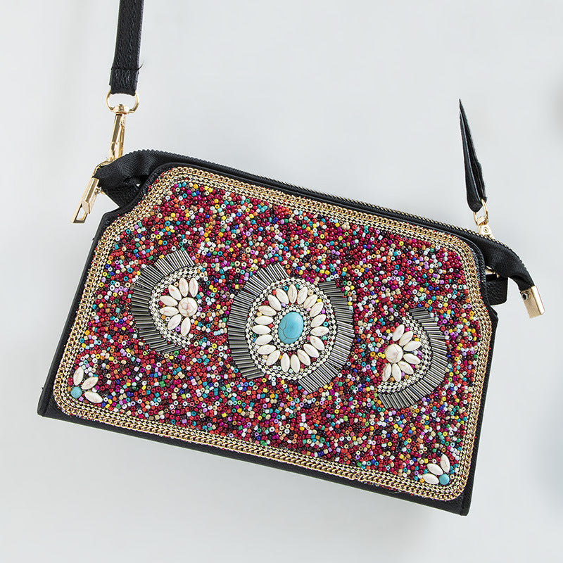 Women's Bohemian Style Bead Shell Flower Trip Bags