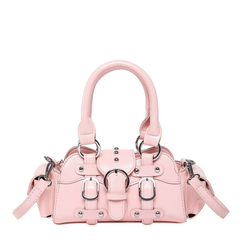 Women's Popular Fashion Western Style Solid Color Motorcycle Bags
