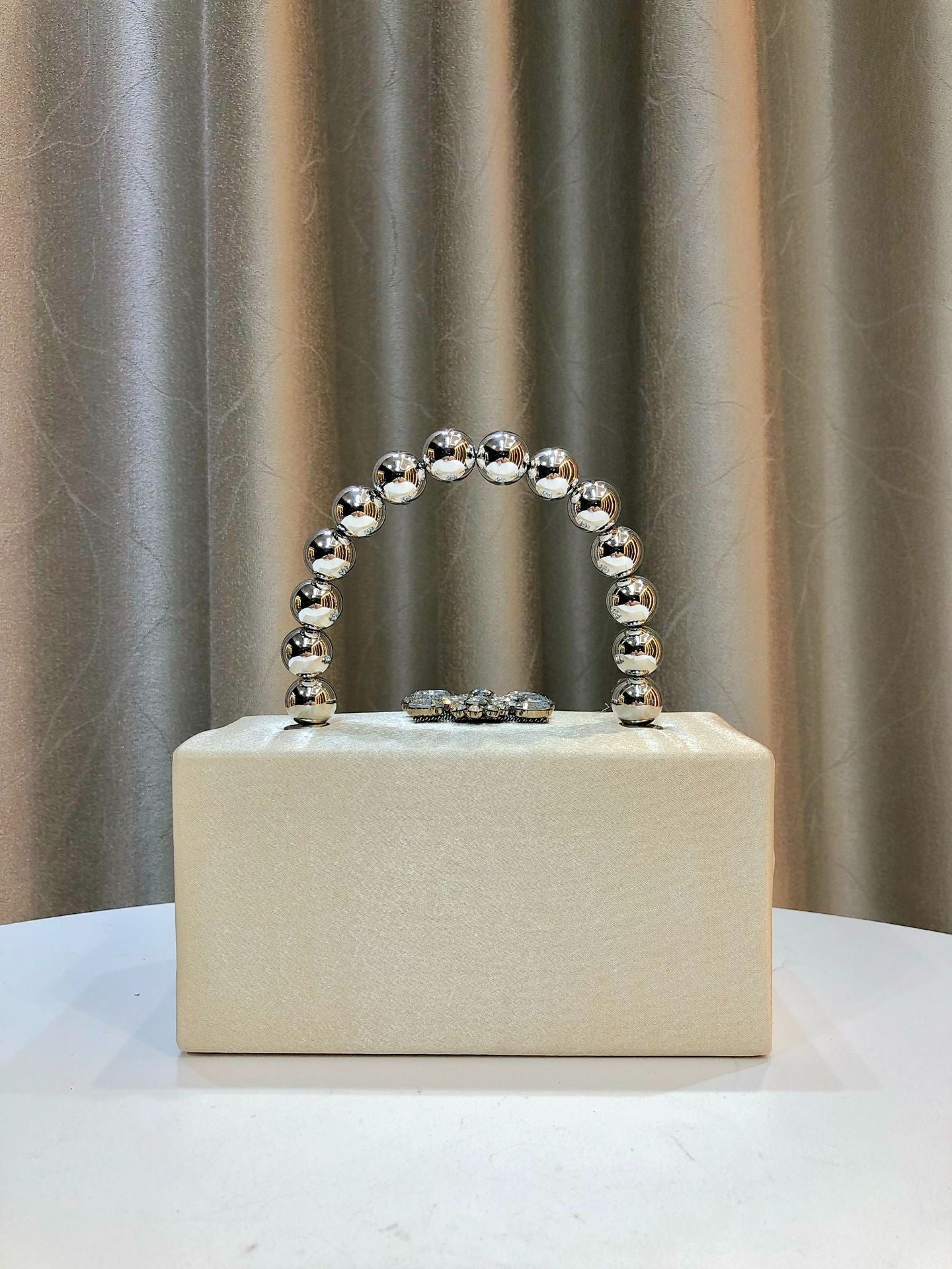 Shiny Rhinestone Banquet Silk Satin Pearl Dinner Bag
