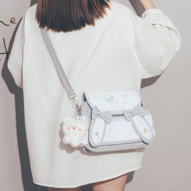 Cute Canvas Female Uniform Versatile Bow Shoulder Bags