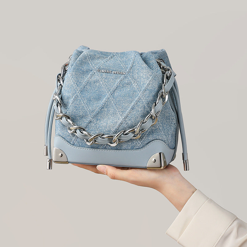 Popular Women's Summer Jean Portable Chain Bucket Bags