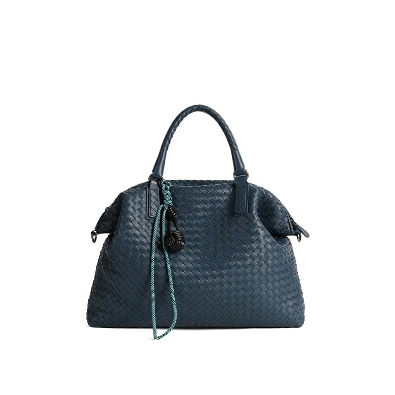 Women's Sheepskin Hand-woven Large Capacity Wide Strap Shoulder Bags