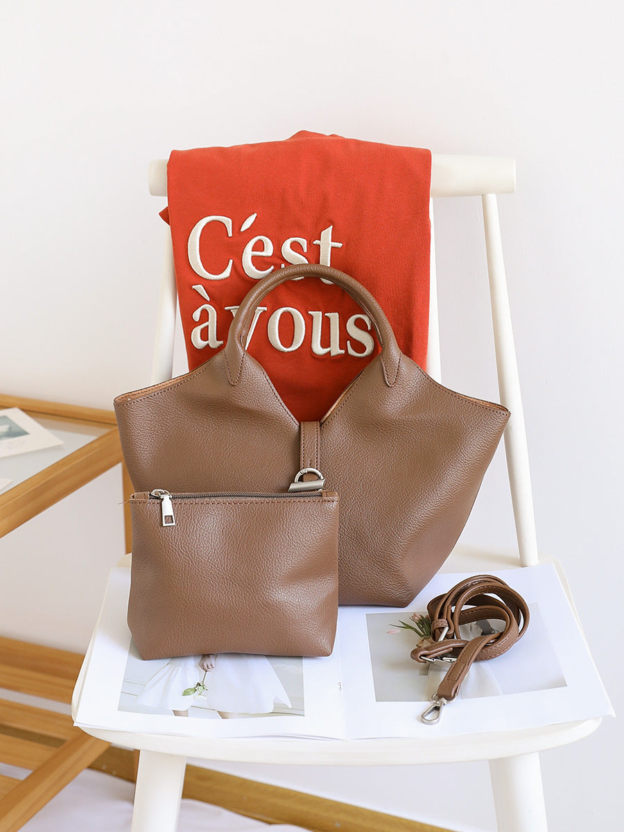 Women's Style Soft Surface Fashion Solid Color Retro Commuter Women's Messenger Bag