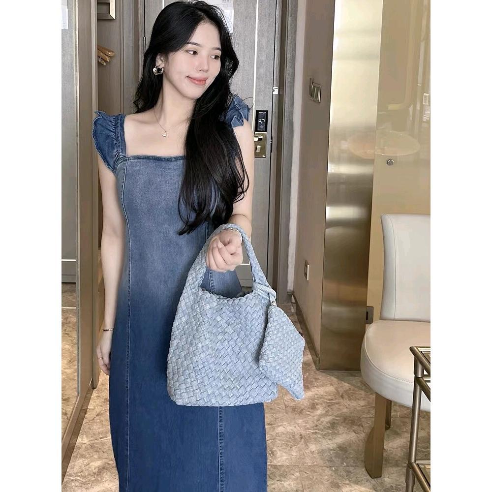 Handmade Denim Woven Fashionable Chain Vegetable Bags