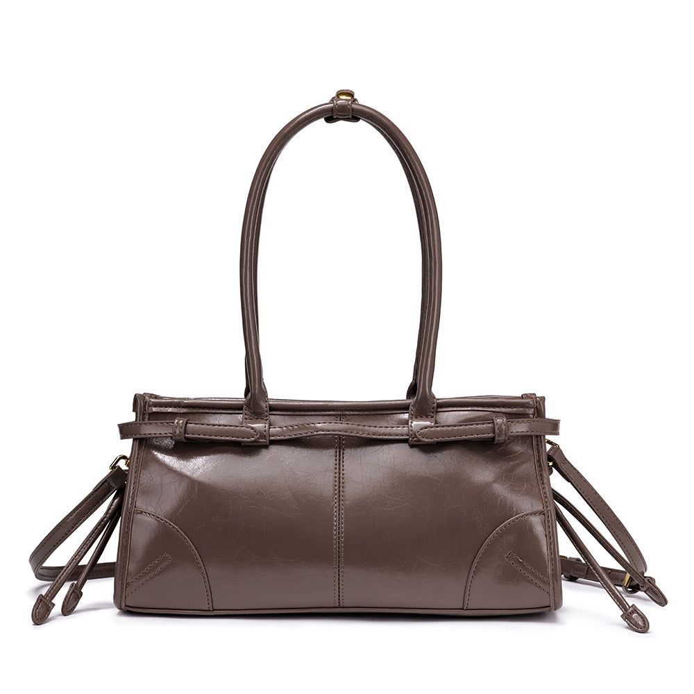 Women's Light Luxury Minority High-grade Underarm Oil Wax Women's Handbag
