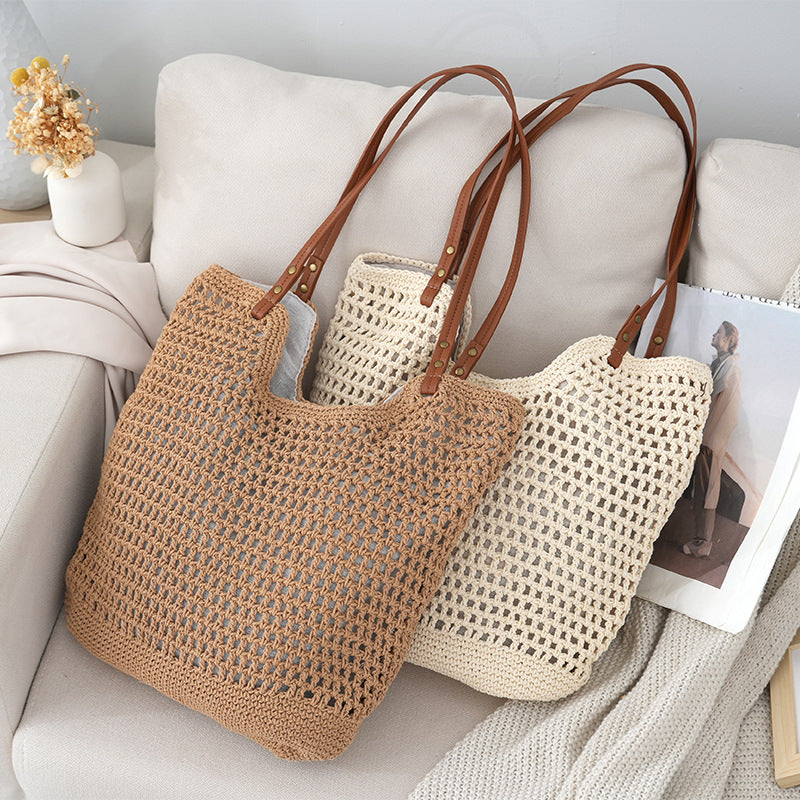 Women's Hollow Cotton Thread Woven Idle Style Bags