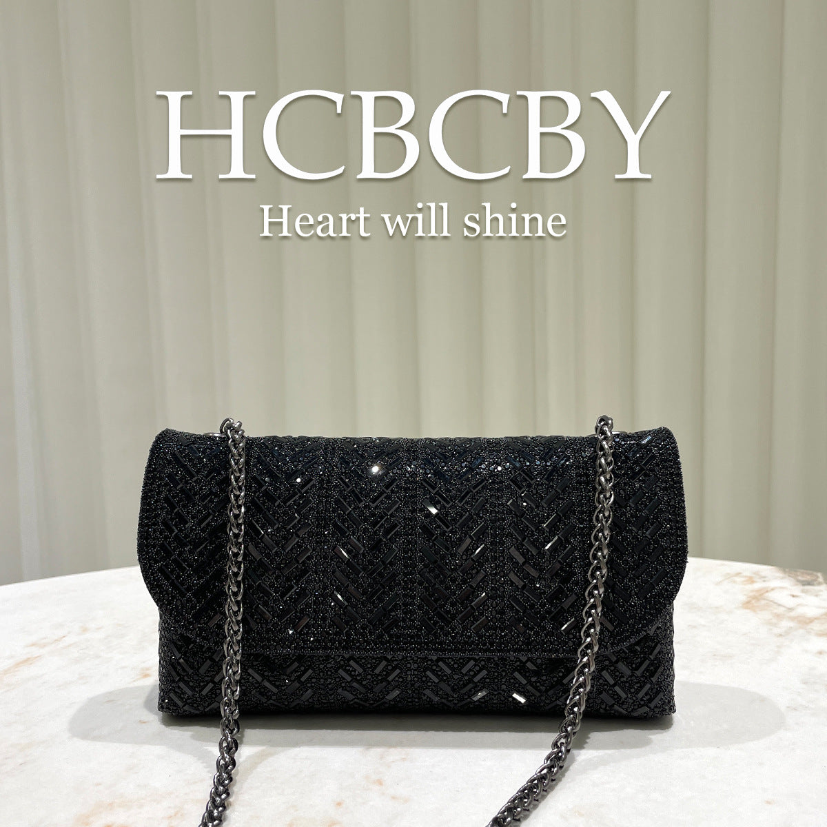 Women's Flash Rhinestone Ornament Envelope Fashionable Elegant Dinner Bag