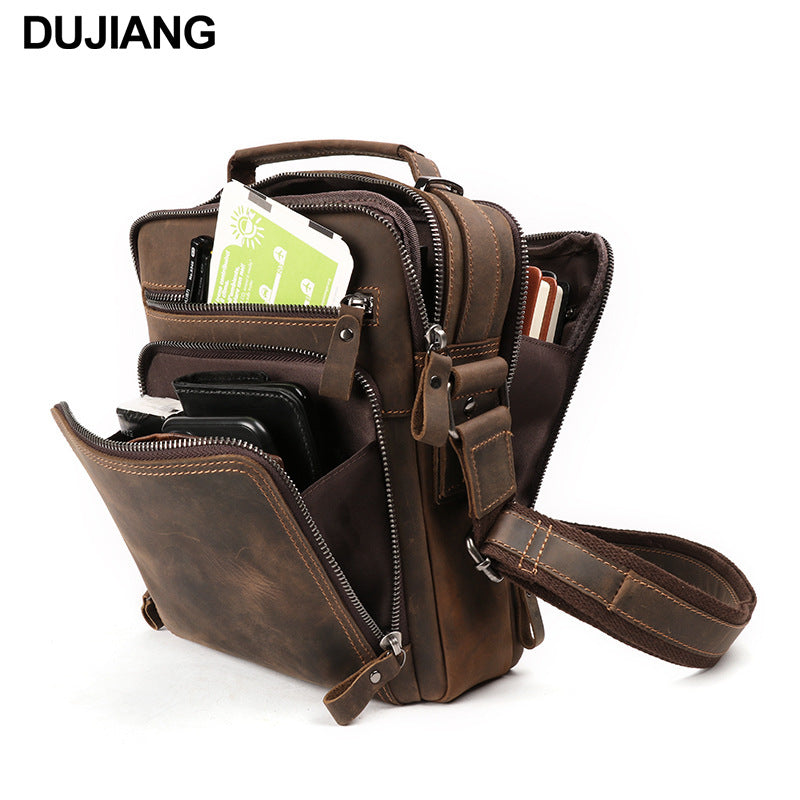 Men's Leather Retro Crazy Horse High Sense Men's Shoulder Bag