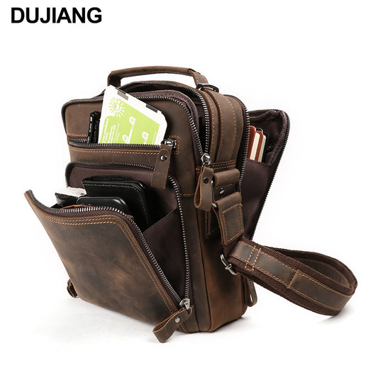 Men's Leather Retro Crazy Horse High Sense Men's Shoulder Bag