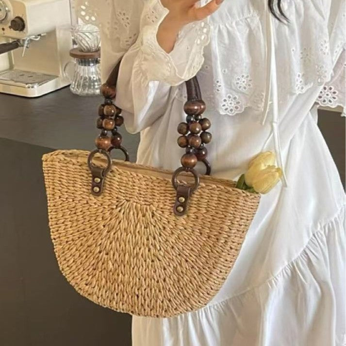 Portable Large Capacity Summer Rattan Seaside Beach Vacation Bags